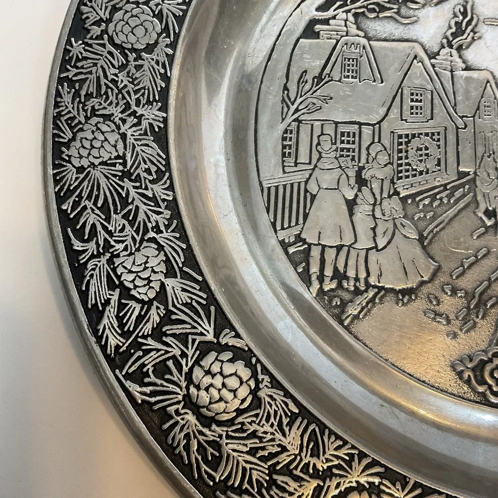 Vintage~Wilton~1978~Pewter Collectible Christmas Plate~RWP~Made In USA~Holiday‎